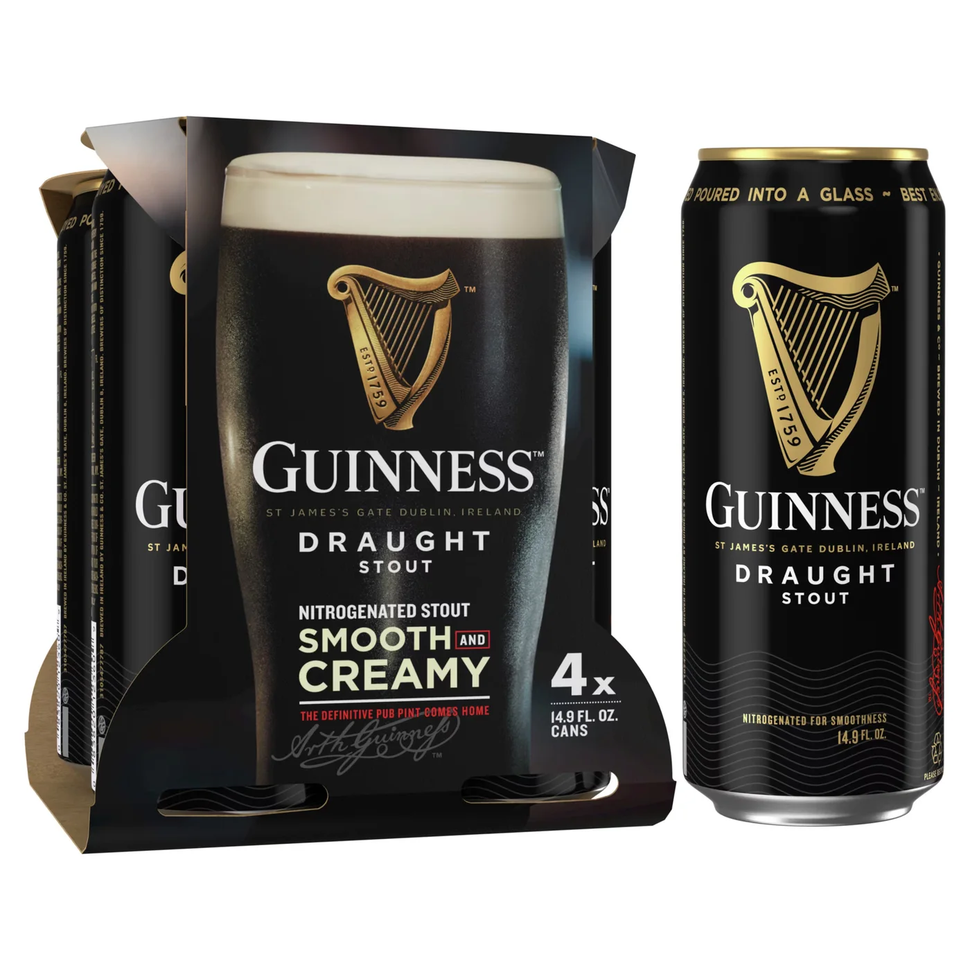 Guinness Draught Irish Stout (4 x 14.9oz cans)