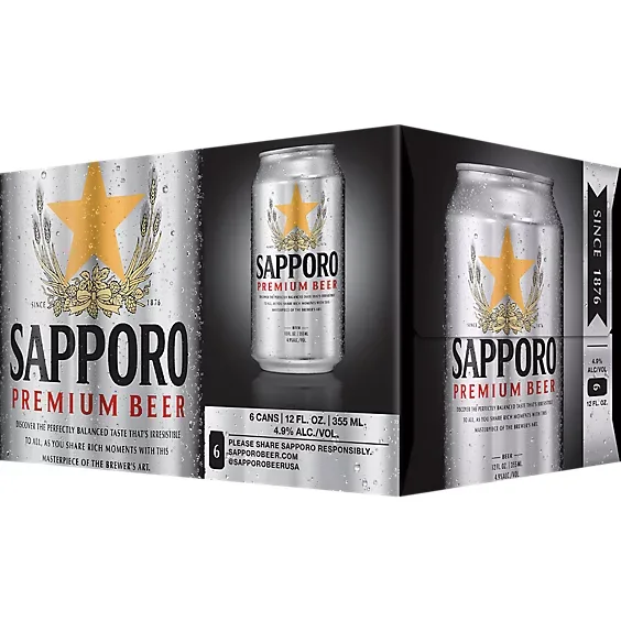Sapporo Premium Japanese Lager (6 x 12oz cans)